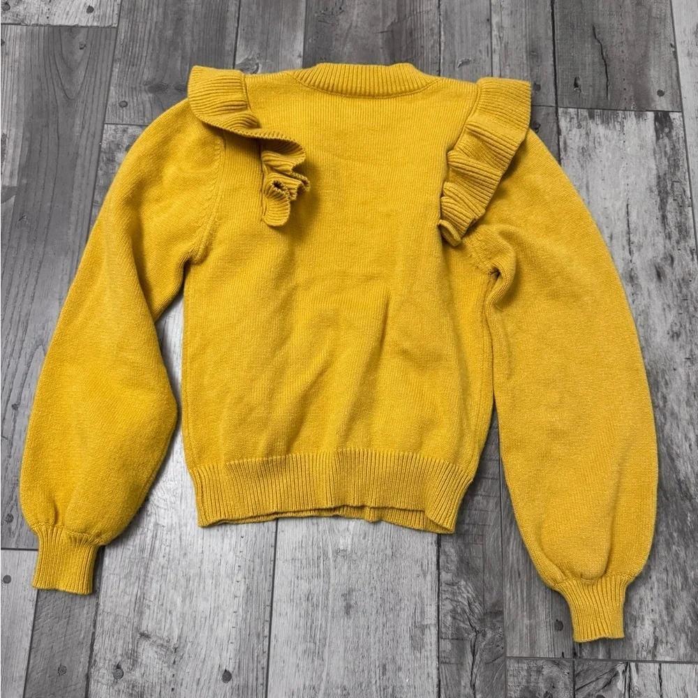 Anthropologie x DRA Los Angeles Cable Knit Fisherman Sweater Yellow Ruffle XS